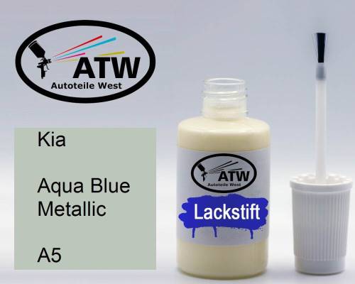 Kia, Aqua Blue Metallic, A5: 20ml Lackstift, von ATW Autoteile West.